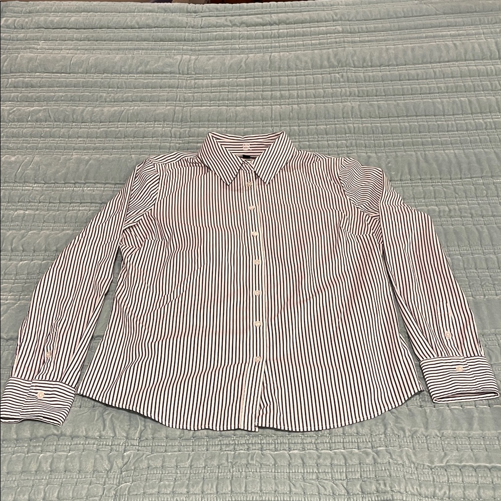 Banana Republic Navy and White Striped Shirt
